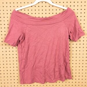 Gibsonlook Womens Off Shoulder Short Sleeve Knit Top Rose Pink BP20592 Size S